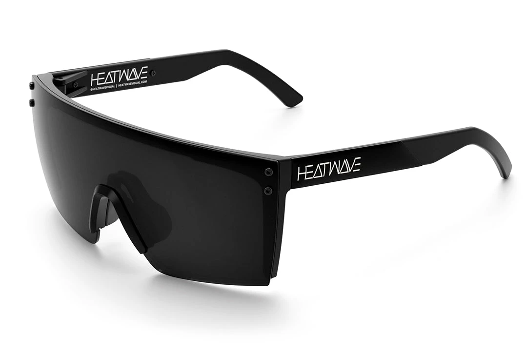 Lazer Face Sunglasses: Black Metal Customs Lazer Face Sunglasses: Black Metal Customs -Heat Wave Visual Black Black Metal Black Angle