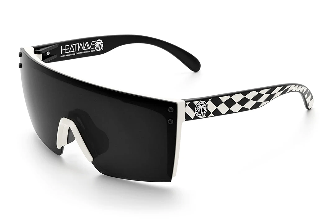 Lazer Face Sunglasses: White Frame Check M8 Customs Lazer Face Sunglasses: White Frame Check M8 Customs -Heat Wave Visual Check M8 Black Angle