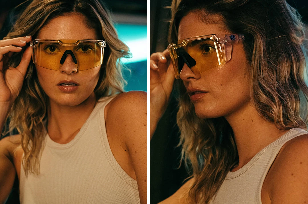 Future Tech Sunglasses: Vapor Clear Frame Hi-Vis Yellow Lens Z87+ Future Tech Sunglasses: Vapor Clear Frame Hi-Vis Yellow Lens Z87+ -Heat Wave Visual HIVISYELLOW CLEAR 2