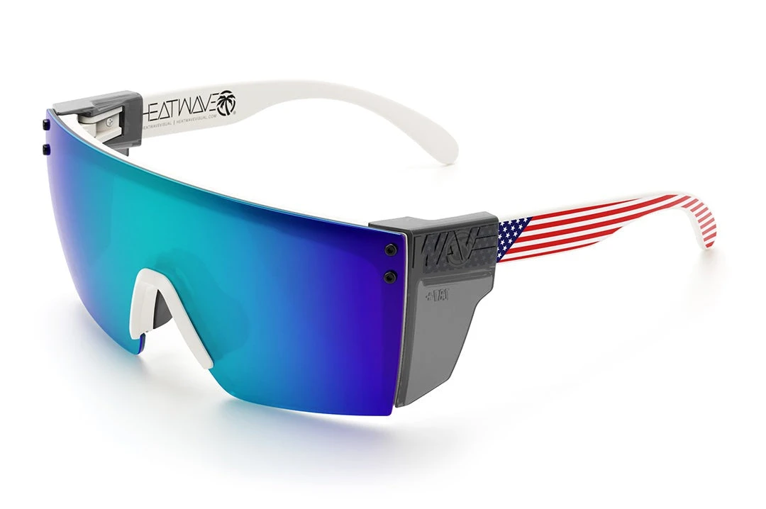 Lazer Face Sunglasses: WHITE FRAME Stars & Stripes USA z87 Lazer Face Sunglasses: WHITE FRAME Stars & Stripes USA Z87 -Heat Wave Visual Stars Stripes USA White Angle Smoke