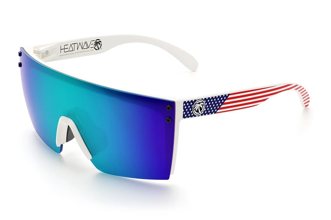 Lazer Face Sunglasses: WHITE FRAME Stars & Stripes USA z87 Lazer Face Sunglasses: WHITE FRAME Stars & Stripes USA Z87 -Heat Wave Visual Stars Stripes USA White Angle