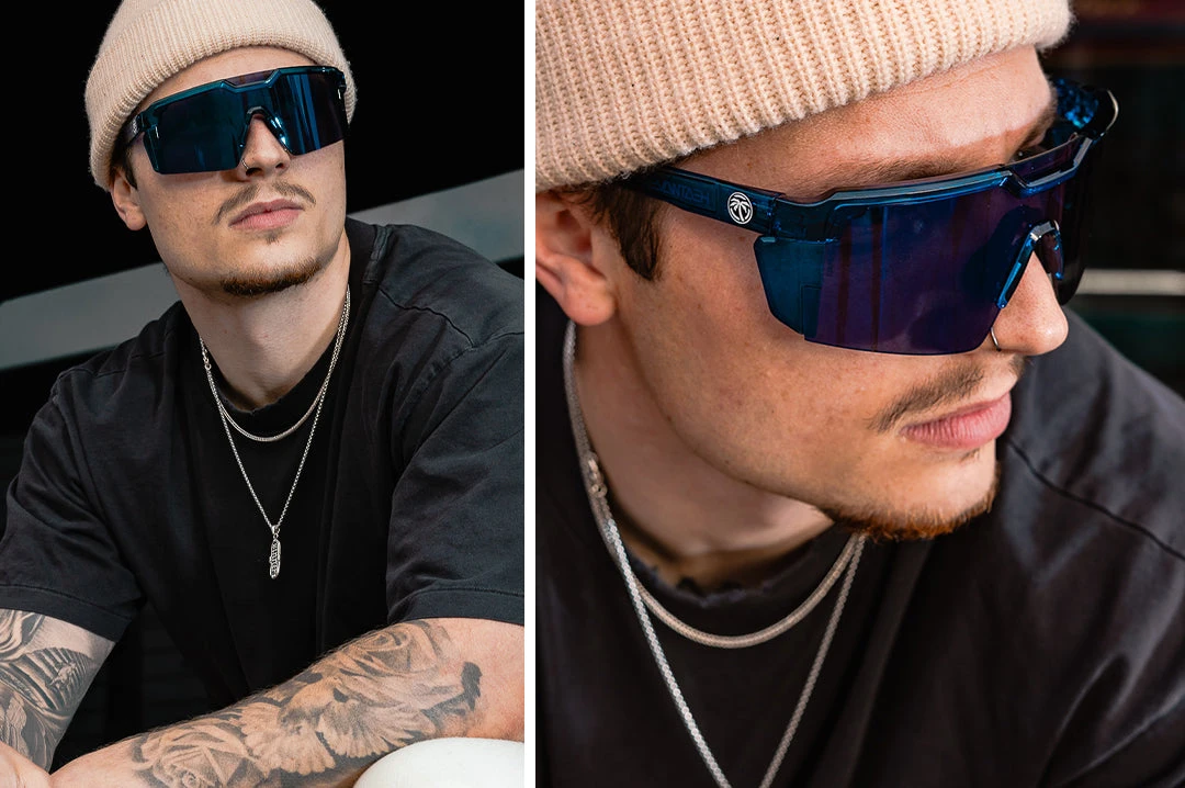 Future Tech Sunglasses: Neon Blue Frame Z87+ Future Tech Sunglasses: Neon Blue Frame Z87+ -Heat Wave Visual future neon blue