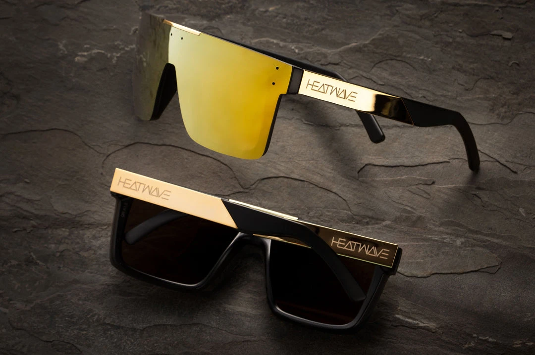 Quatro Sunglasses: Black/Gold Metal Customs Quatro Sunglasses: Black/Gold Metal Customs -Heat Wave Visual goldmetal
